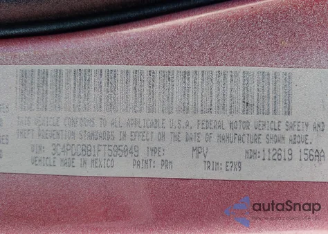 2015 Dodge Journey Sxt z USA, uszkodzony, nr VIN 3C4PDCBB1FT595049